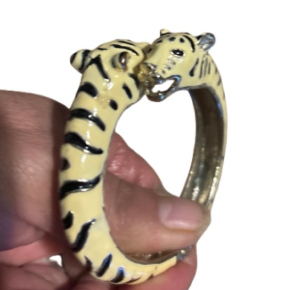 Enamel Tiger Cuff Bracelet Bangel - Picture 4 of 8